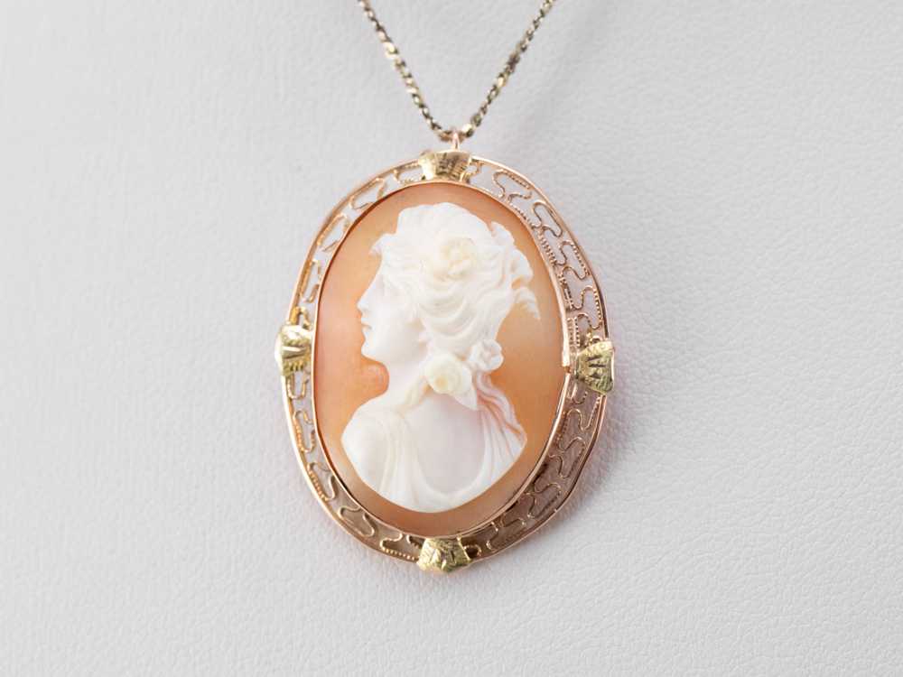 Mid Century Cameo Filigree Pin or Pendant - image 8