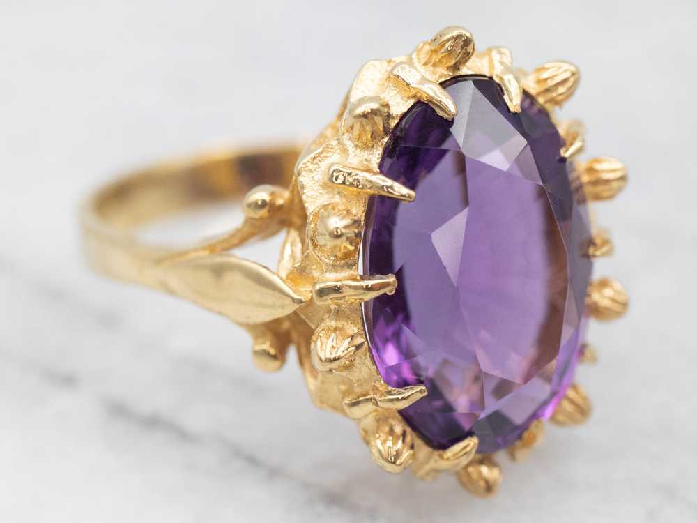 Ornate 18-Karat Gold Amethyst Cocktail Ring - image 1