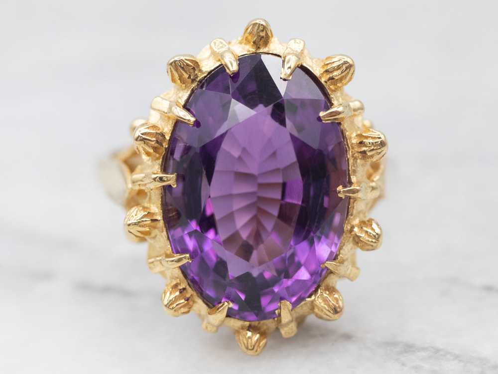 Ornate 18-Karat Gold Amethyst Cocktail Ring - image 2