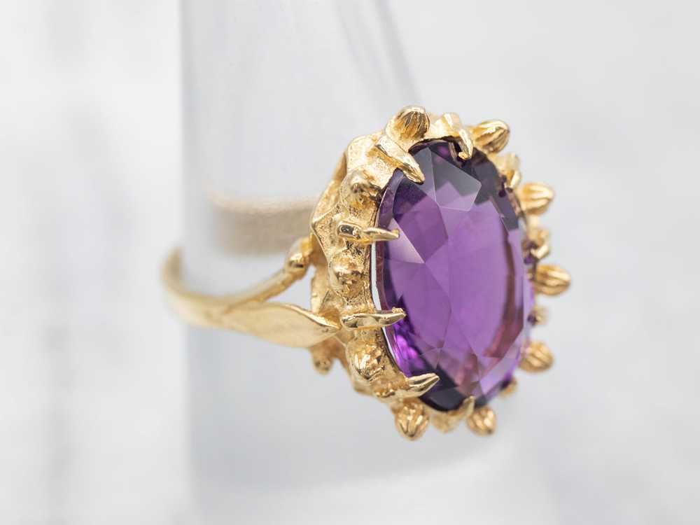 Ornate 18-Karat Gold Amethyst Cocktail Ring - image 4