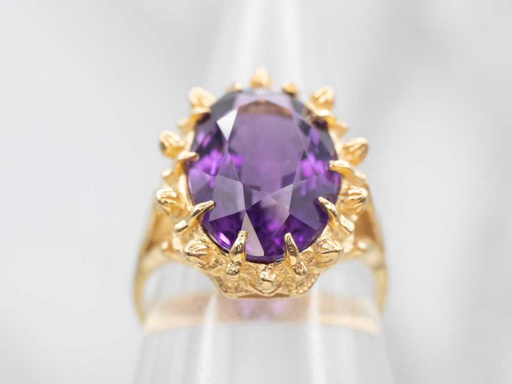 Ornate 18-Karat Gold Amethyst Cocktail Ring - image 5