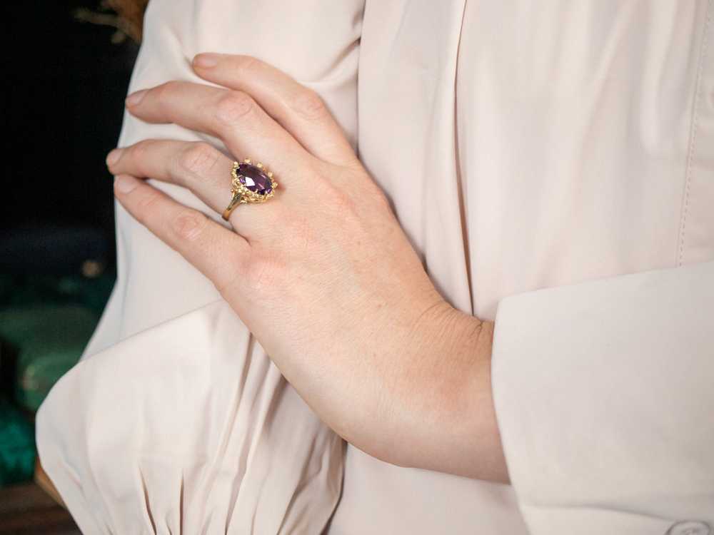 Ornate 18-Karat Gold Amethyst Cocktail Ring - image 6