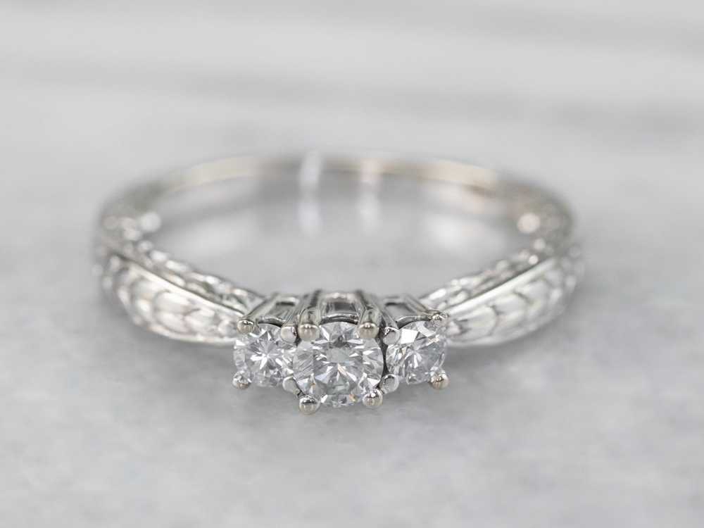 Wheat Pattern Diamond Engagement Ring - image 1