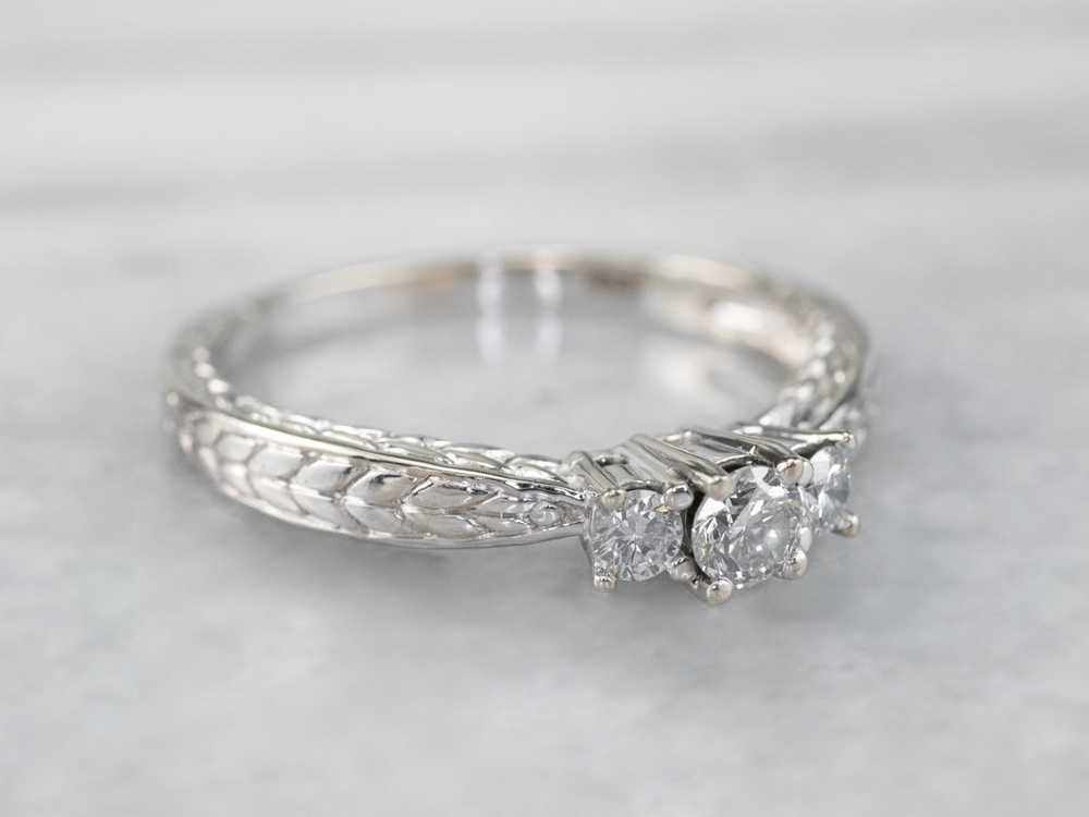 Wheat Pattern Diamond Engagement Ring - image 2