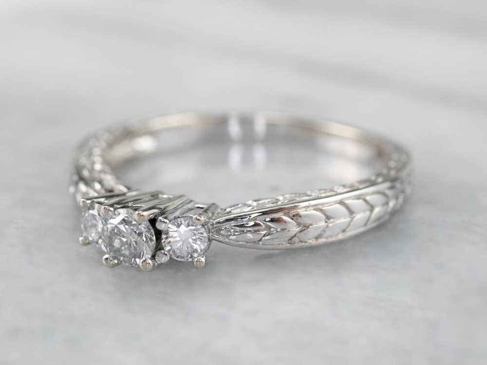 Wheat Pattern Diamond Engagement Ring - image 3