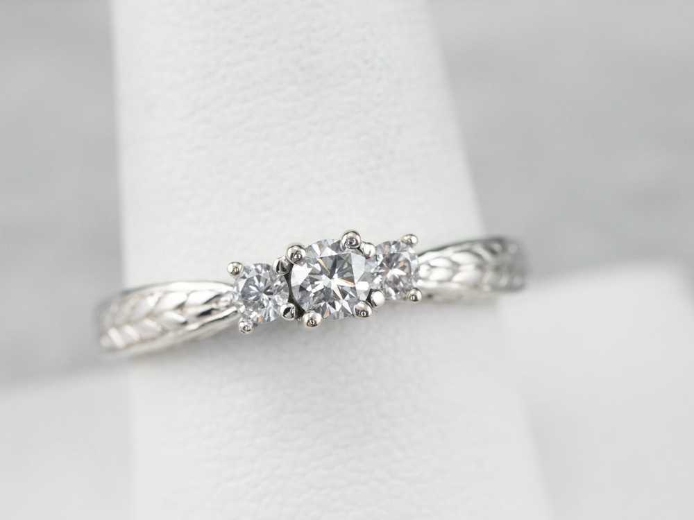 Wheat Pattern Diamond Engagement Ring - image 6