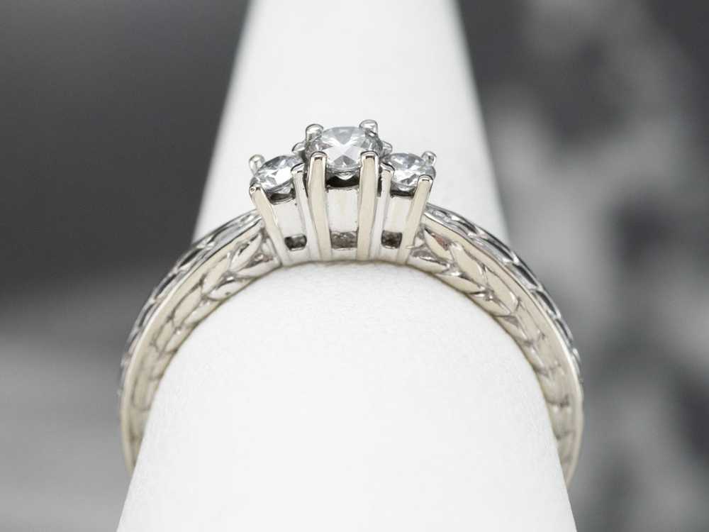 Wheat Pattern Diamond Engagement Ring - image 7