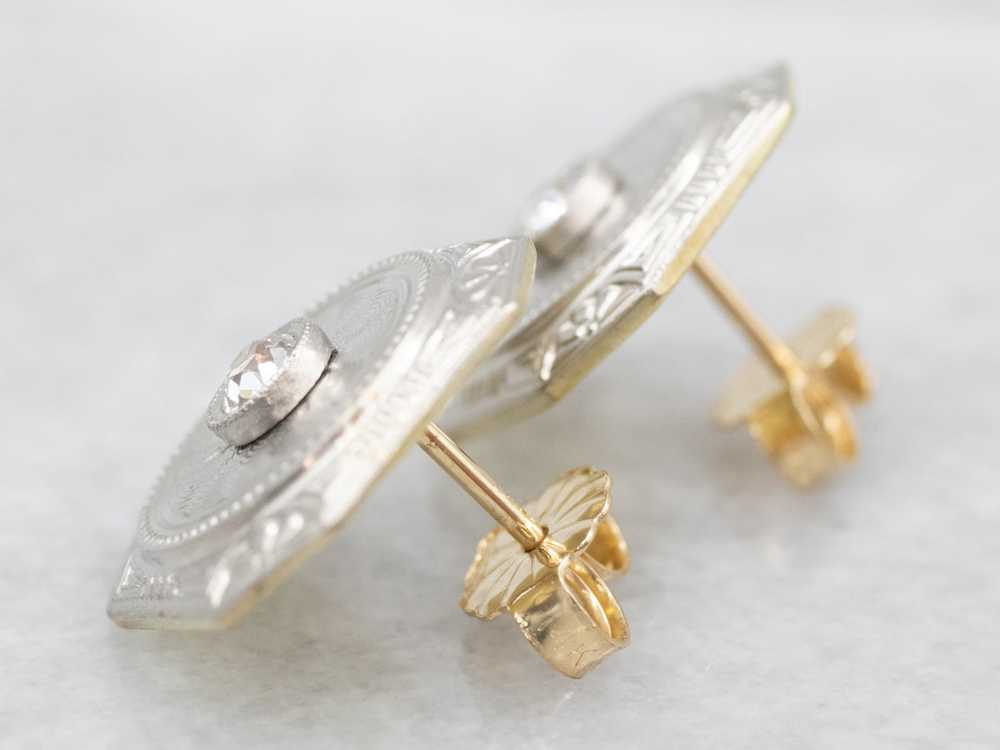 Old Mine Cut Diamond Cufflink Stud Earrings - image 3