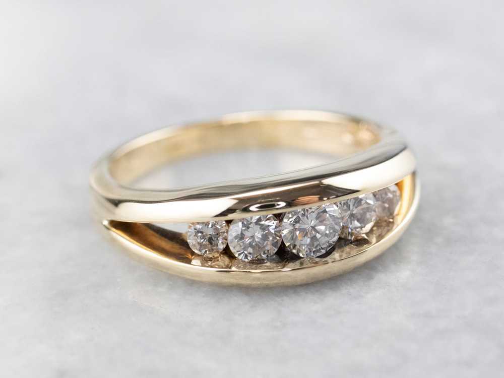 Gold Channel Set Diamond Band - image 2