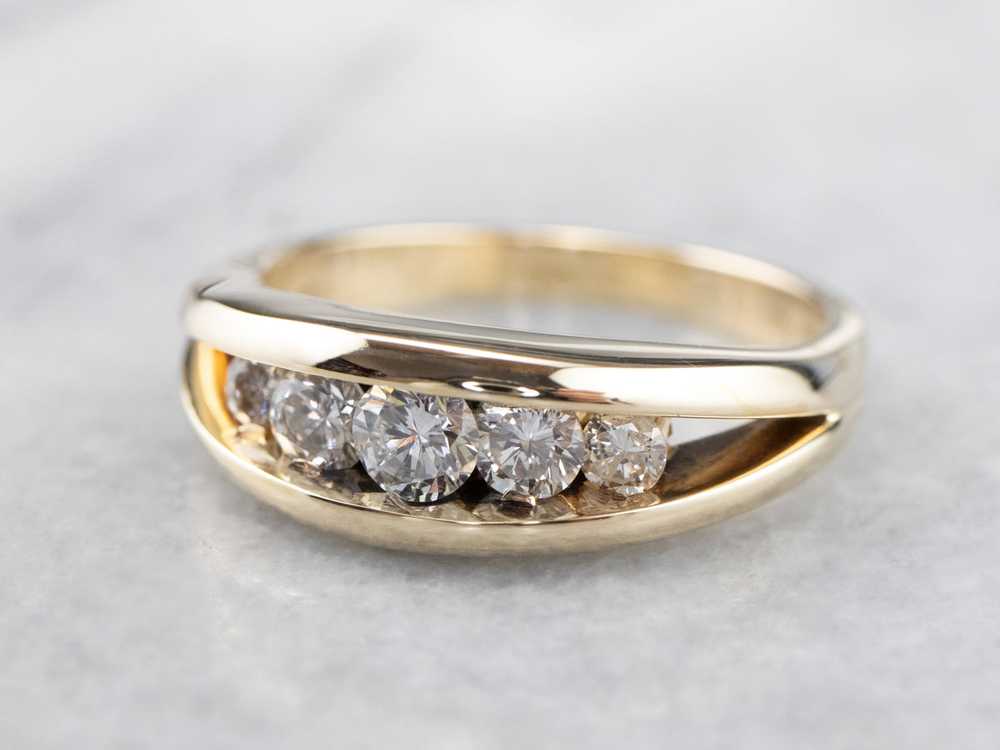 Gold Channel Set Diamond Band - image 3