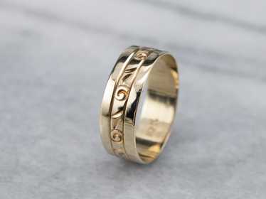 Vintage Yellow Gold Pattern Band - image 1