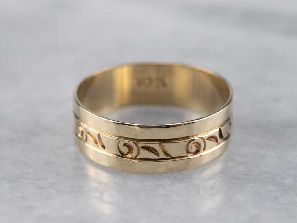 Vintage Yellow Gold Pattern Band - image 2