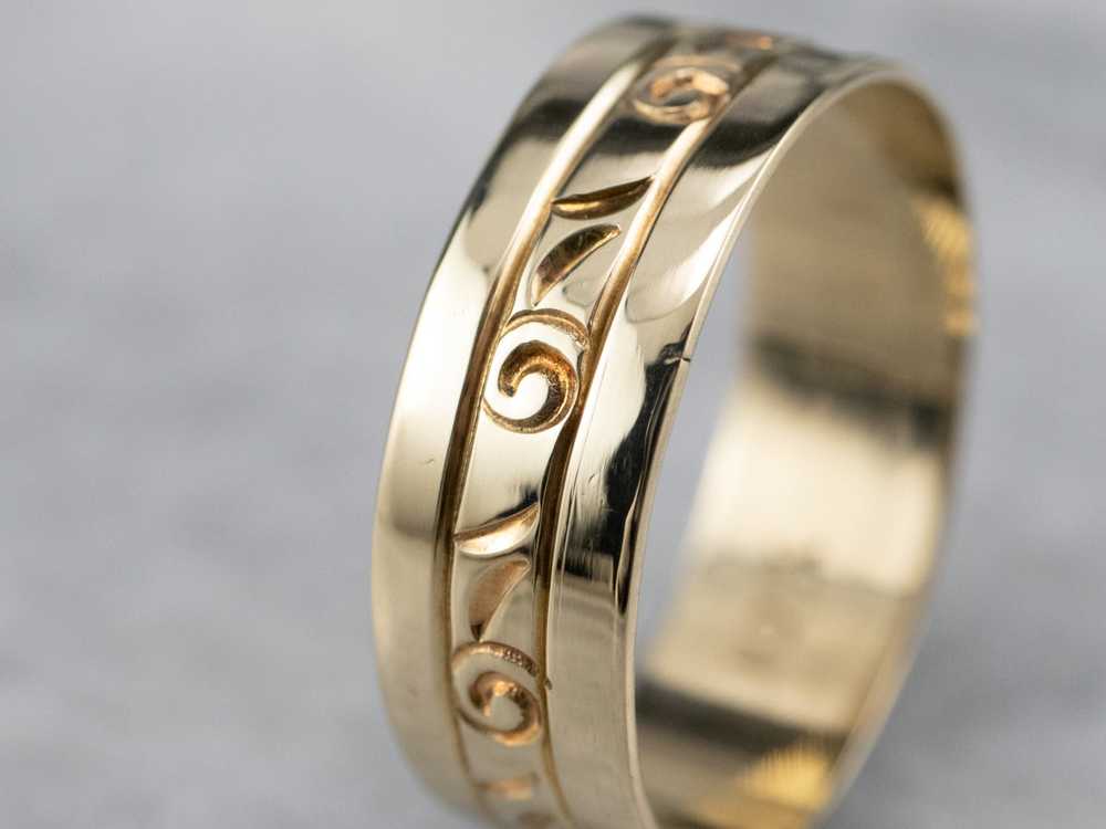 Vintage Yellow Gold Pattern Band - image 5