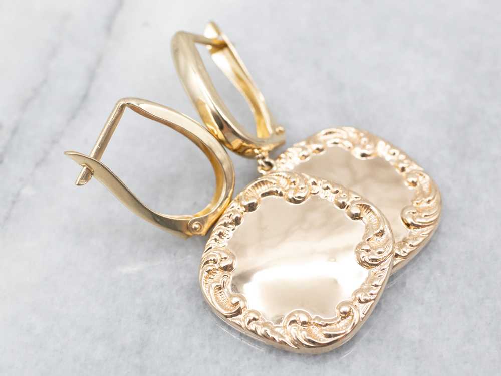 Victorian Gold Cufflink Drop Earrings - image 1