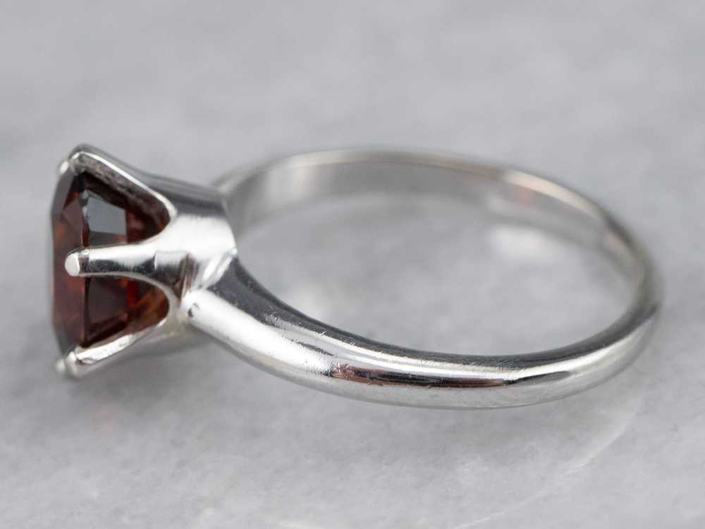 Hessonite Garnet Solitaire Ring in White Gold - image 4