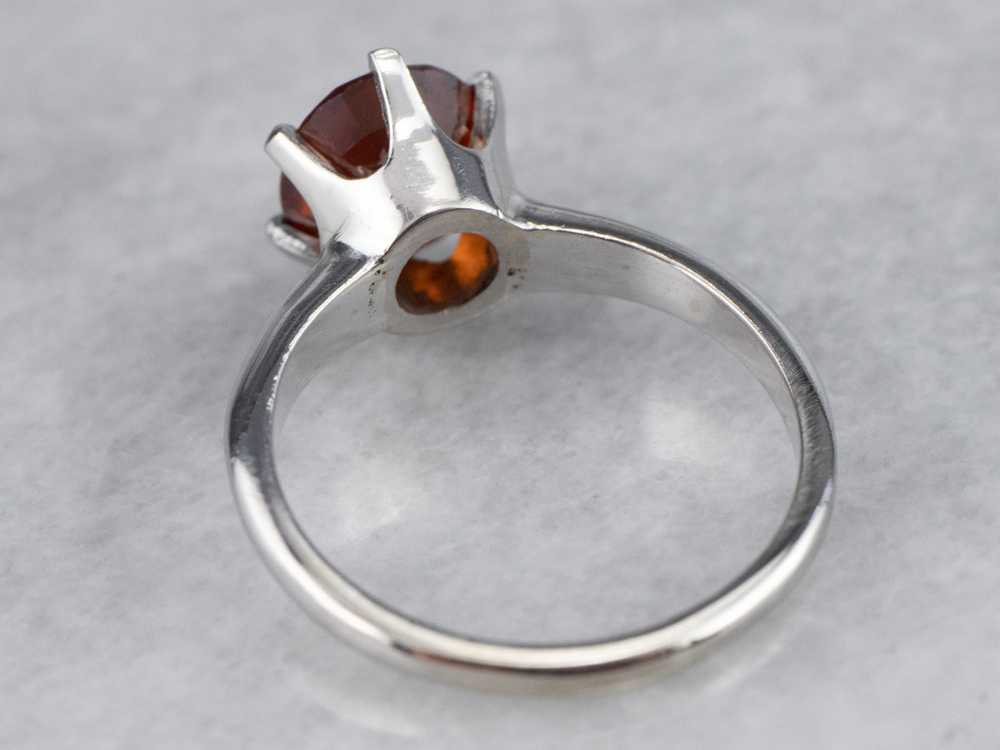 Hessonite Garnet Solitaire Ring in White Gold - image 5