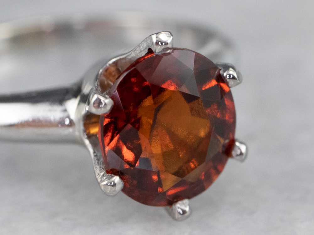 Hessonite Garnet Solitaire Ring in White Gold - image 6