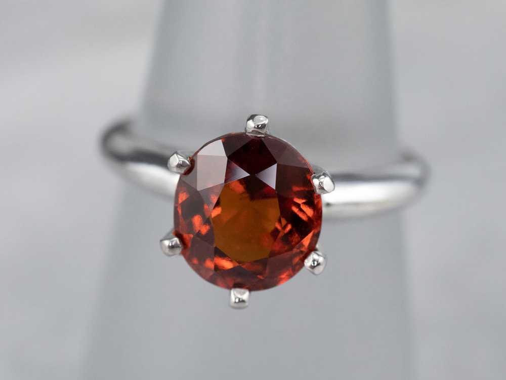 Hessonite Garnet Solitaire Ring in White Gold - image 7