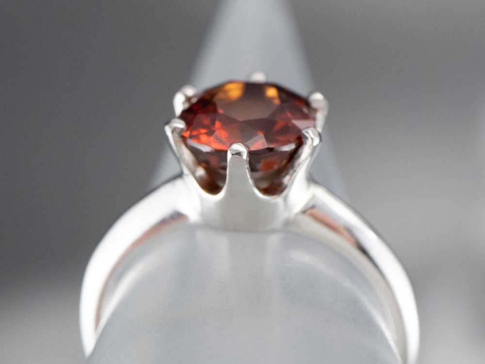 Hessonite Garnet Solitaire Ring in White Gold - image 8