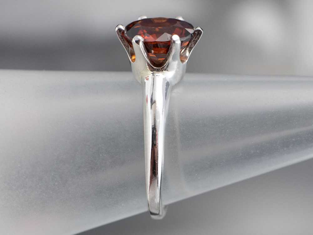 Hessonite Garnet Solitaire Ring in White Gold - image 9