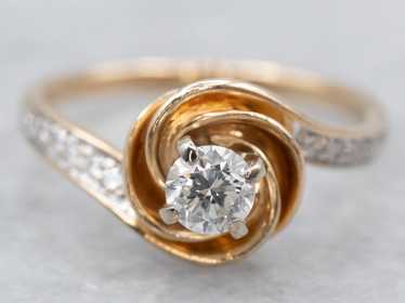 Golden Spiral Diamond Engagement Ring - image 1