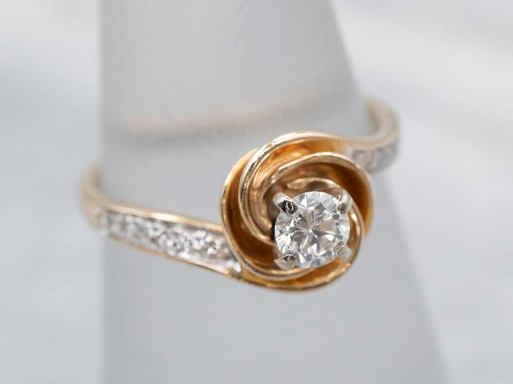 Golden Spiral Diamond Engagement Ring - image 3