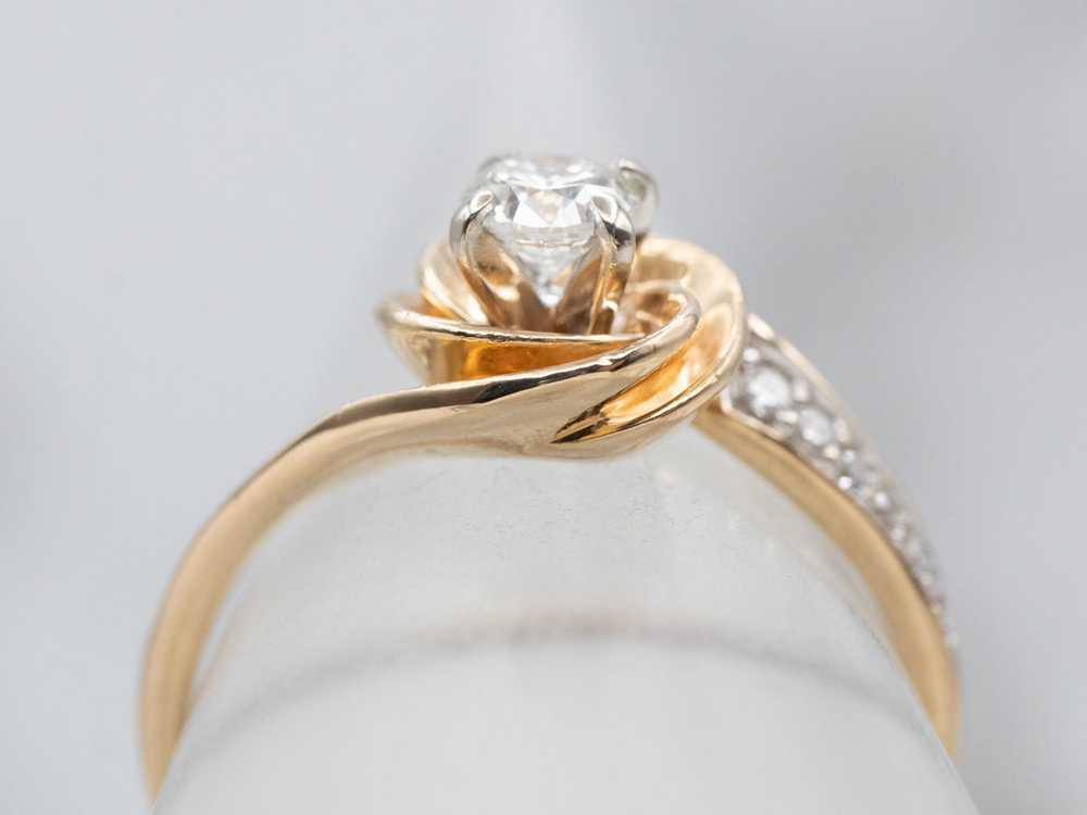 Golden Spiral Diamond Engagement Ring - image 4