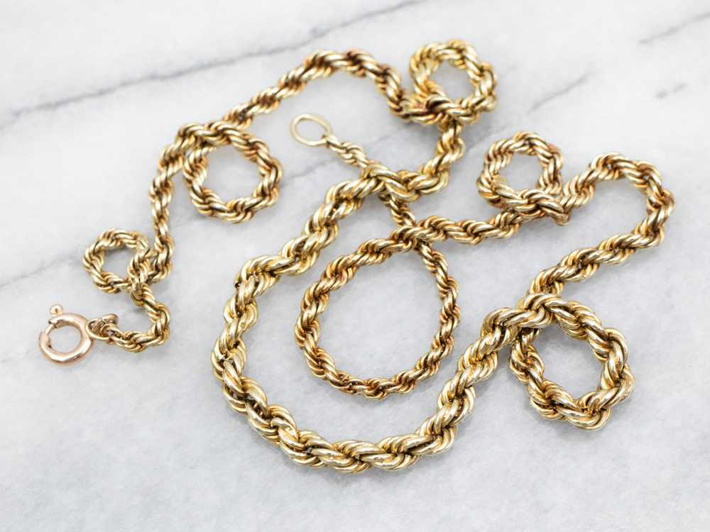 Timeless Yellow Gold Graduated Rope Twist Chain w… - image 1