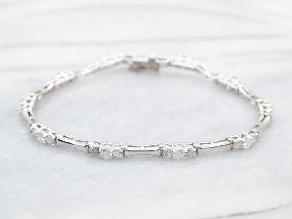 Three Stone Diamond and Bar Link Bracelet - image 1