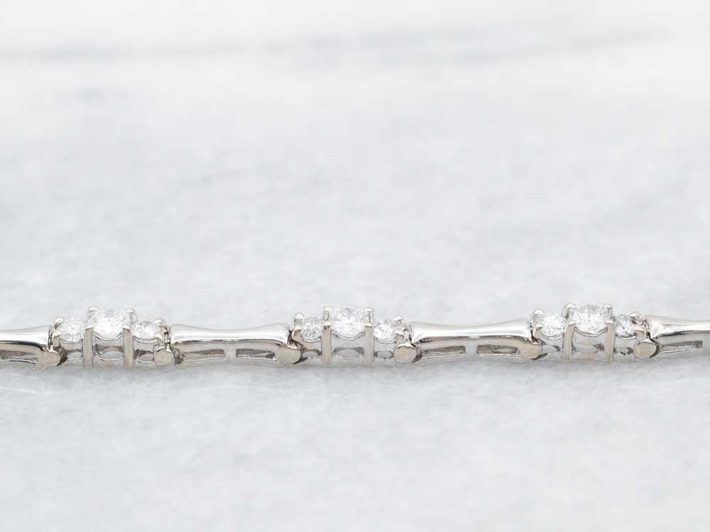 Three Stone Diamond and Bar Link Bracelet - image 4