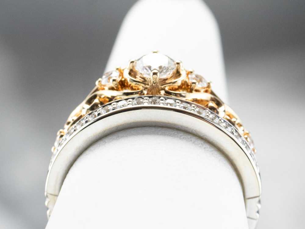 Two Tone Gold Diamond Anniversary Ring - image 8