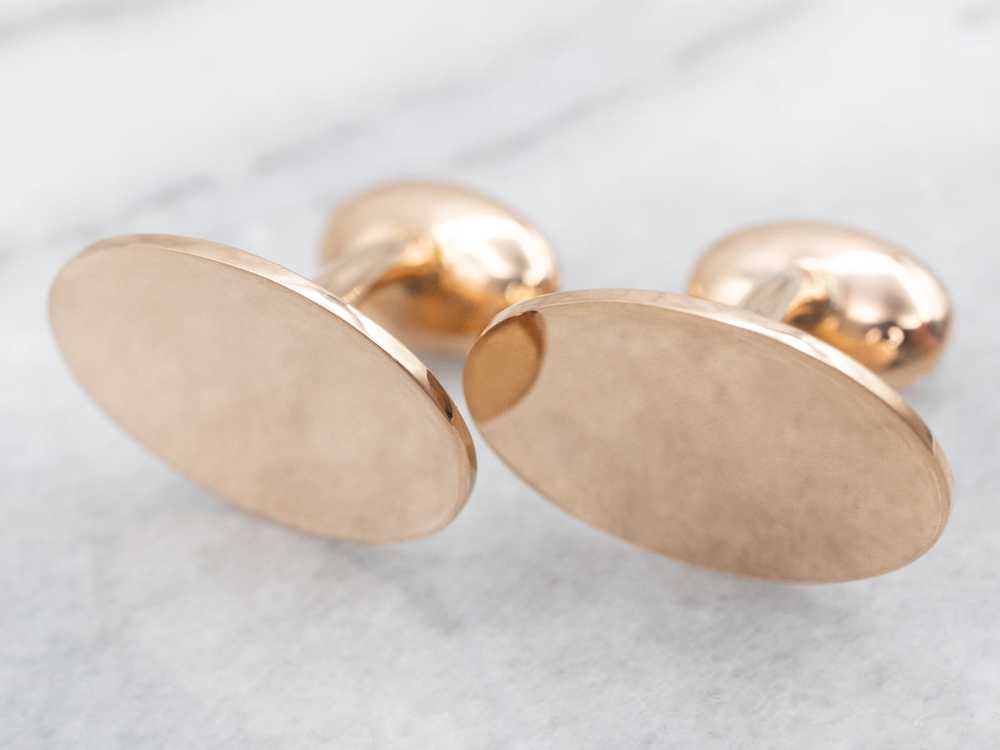 Antique Yellow Gold Oval Cuff Links - image 2