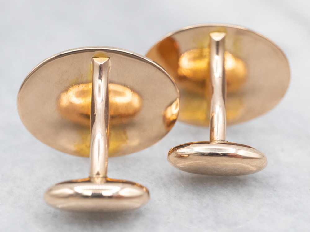 Antique Yellow Gold Oval Cuff Links - image 4