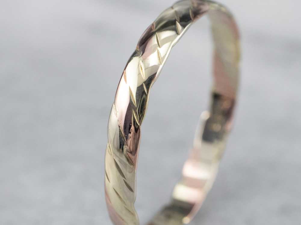 Tri-Color Gold Nautical Rope Twist Band - image 5