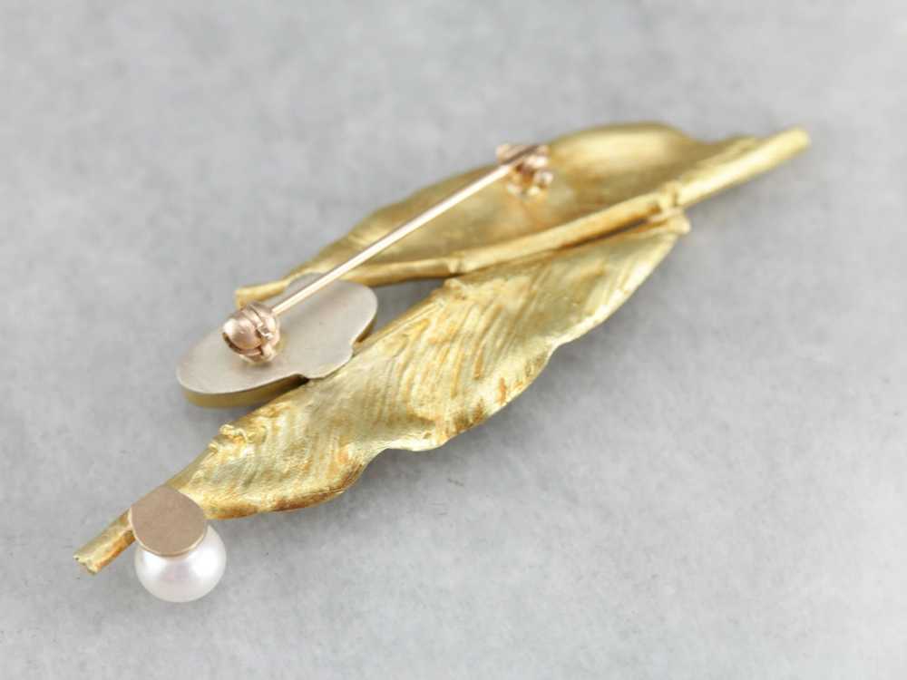 Ann Krupp Sunstone Leaf Gold Brooch - image 3