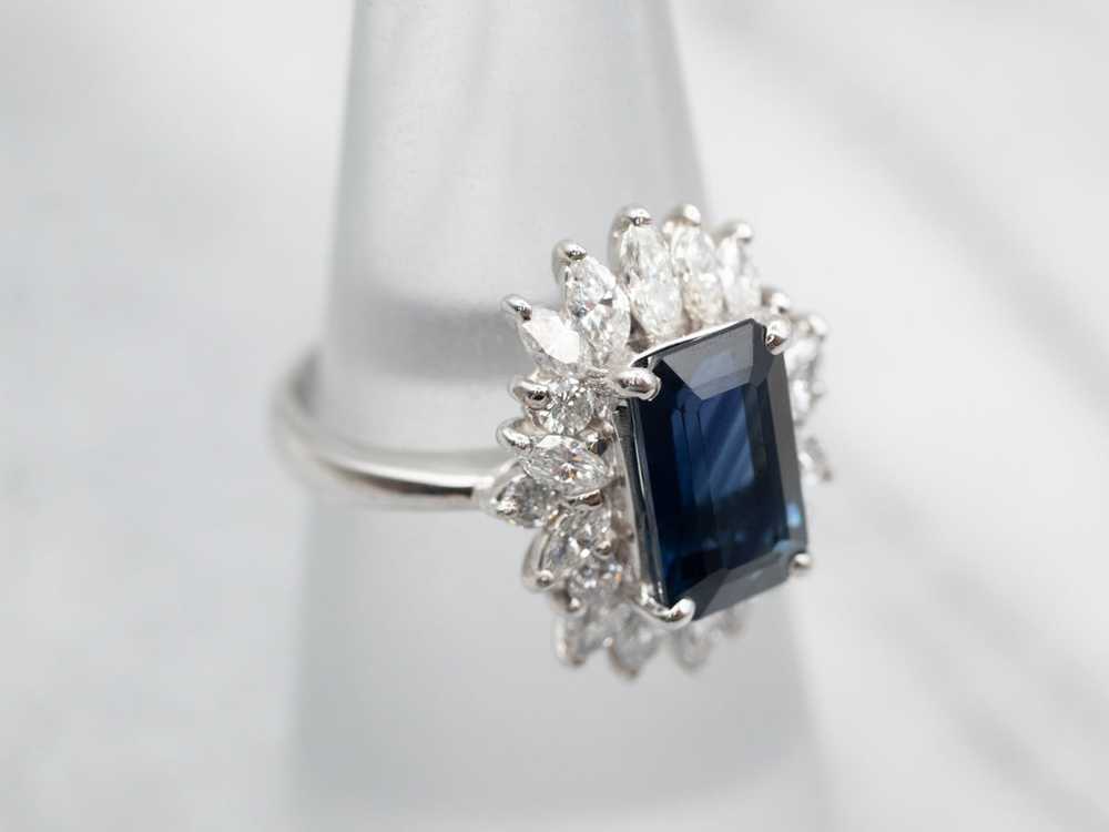 Stunning Platinum Sapphire and Diamond Halo Engag… - image 3