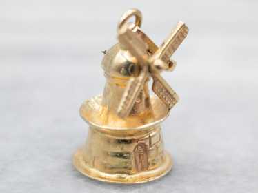 Sweet Yellow Gold Windmill Charm - image 1