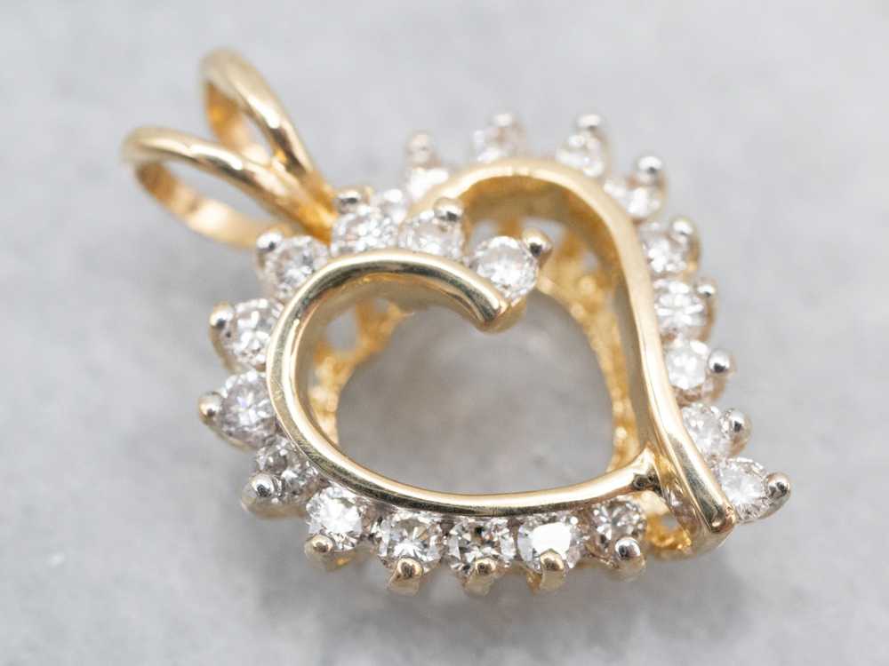 Scrolling Gold Diamond Heart Pendant - image 1