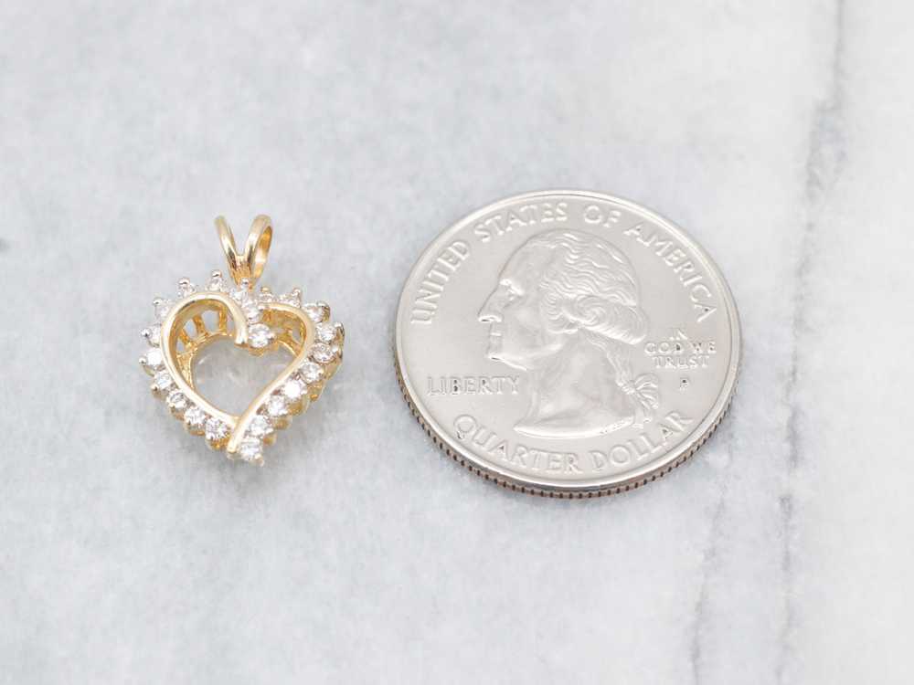 Scrolling Gold Diamond Heart Pendant - image 4