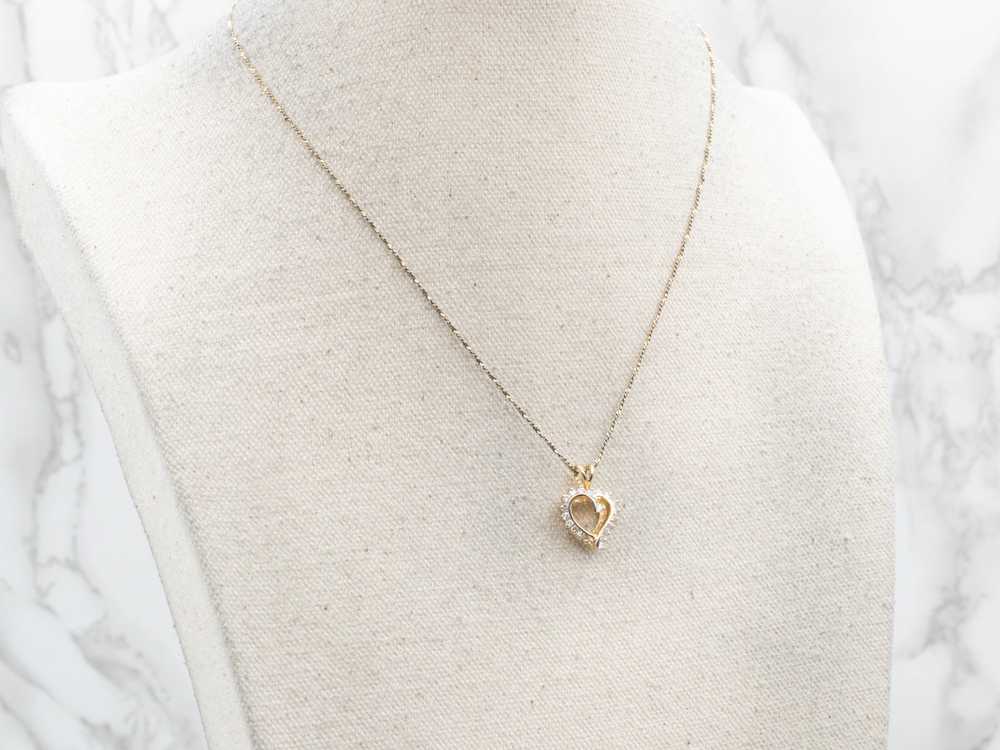 Scrolling Gold Diamond Heart Pendant - image 5