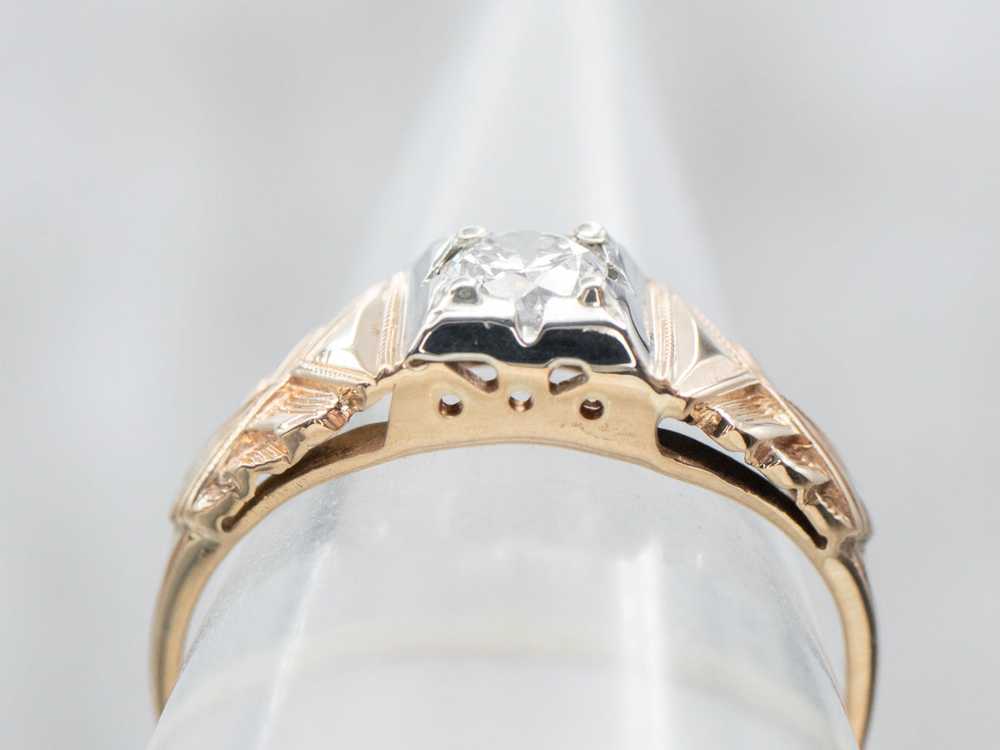 1930's Two Tone Gold Diamond Engagement Ring - image 4