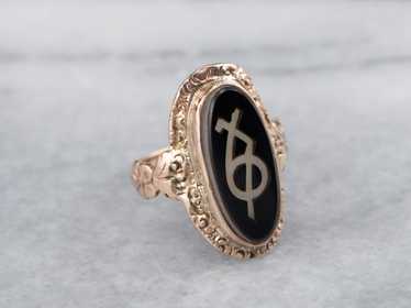 Antique Greek Sorority Onyx Ring - image 1