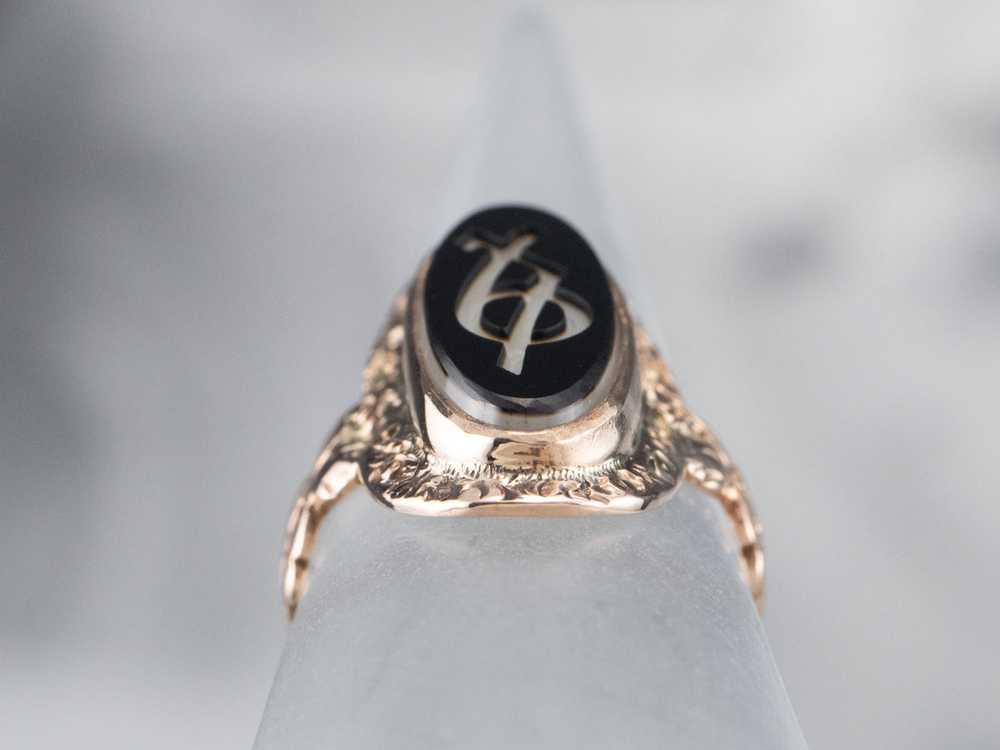 Antique Greek Sorority Onyx Ring - image 8