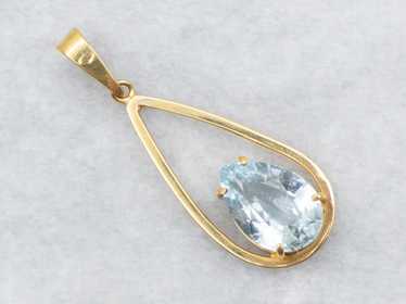 Teardrop Aquamarine and Gold Pendant - image 1