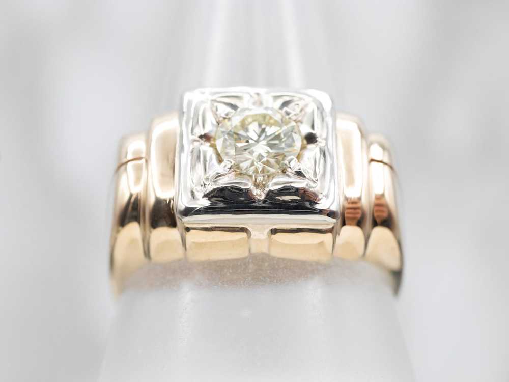 Men's European Cut Diamond Solitaire Ring - image 4