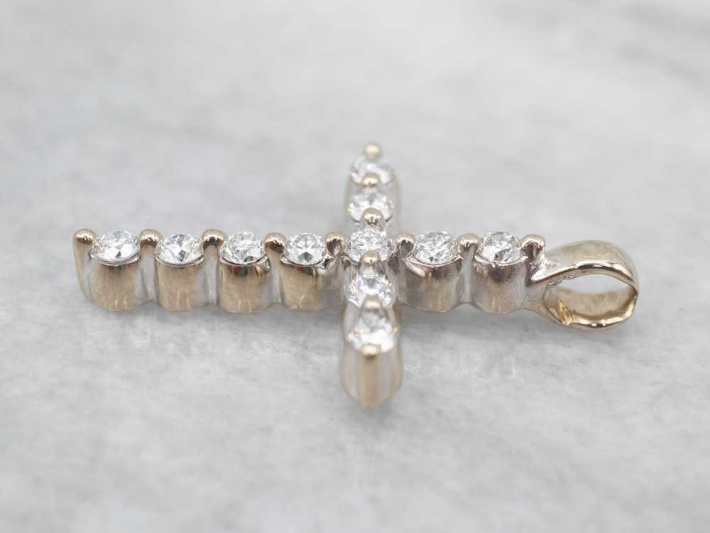 Twinkling White Gold Diamond Cross Pendant - image 2