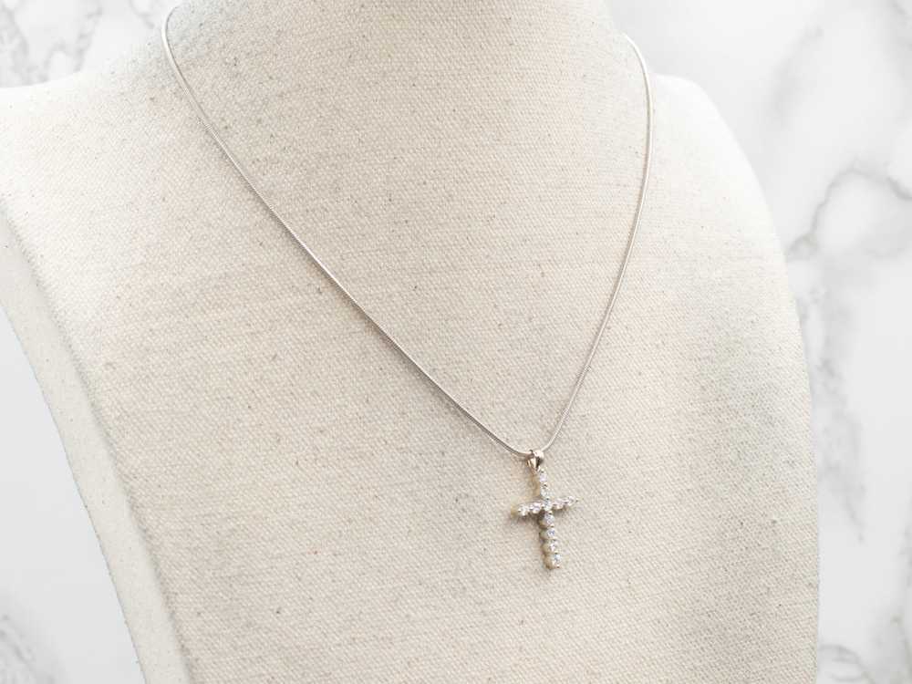 Twinkling White Gold Diamond Cross Pendant - image 5