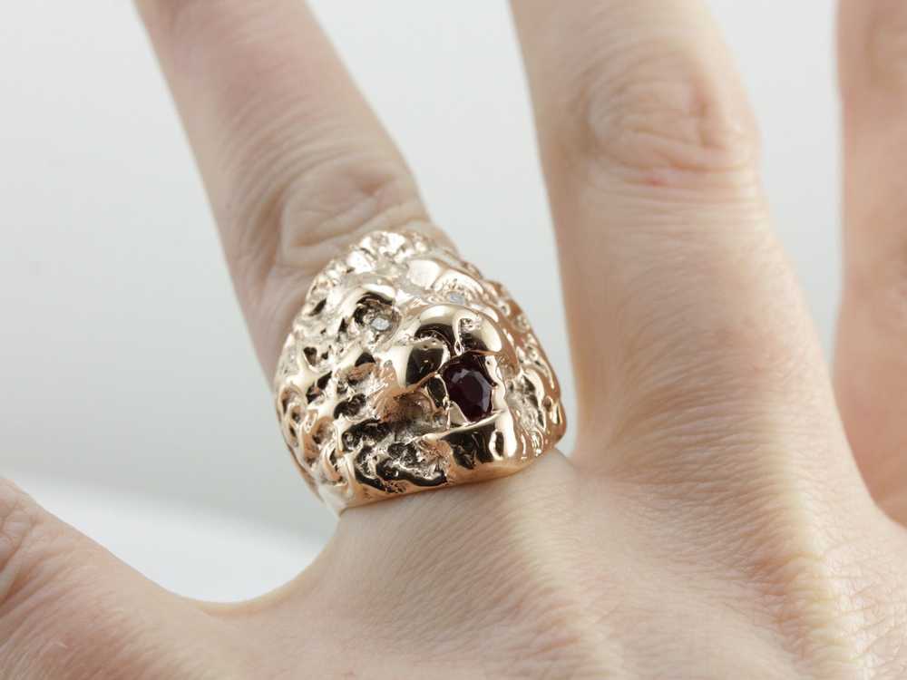 Huge Lion Statement Ring with Diamond Eyes and Ru… - image 5