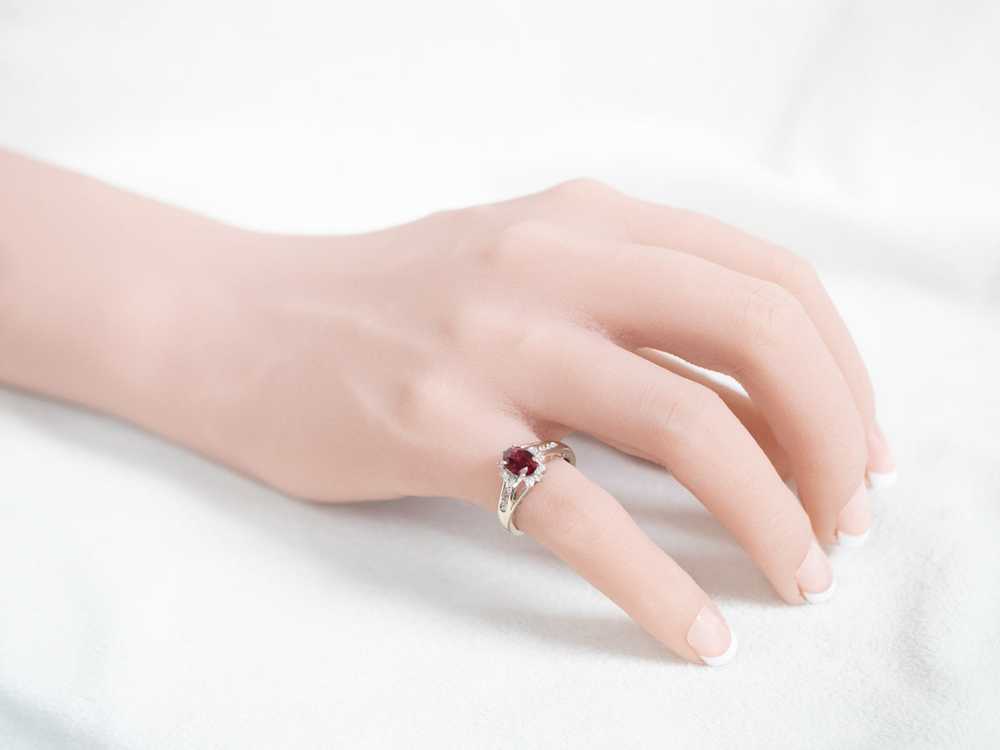 Rhodolite Garnet and Diamond Halo Ring - image 10