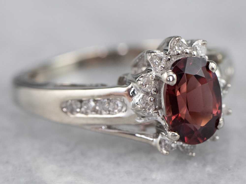 Rhodolite Garnet and Diamond Halo Ring - image 2